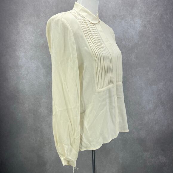 Vintage 80/90s Carlisle 100% Silk Pleated Front Women's Sz 6 Blouse Top READ NWT - Picture 3 of 13